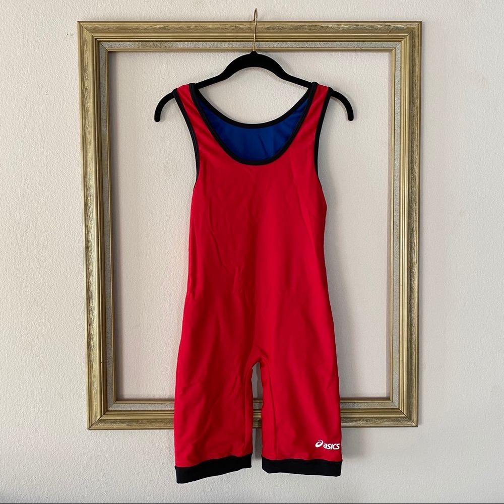 ASICS reversible wrestling singlet red/blue